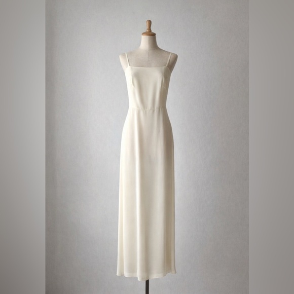 Vintage Dresses & Skirts - Vintage 90s Ivory Minimalist Slip Dress Maxi Bridal XS S Handmade